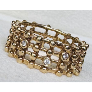 Genuine Pandora 14k Yellow Gold Matrix Ring With Diamond Size 7